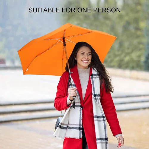 Miniatura 42 de LEAGERA Paraguas de viaje compacto para bolso, mango plano, impermeable para lluvia ligera