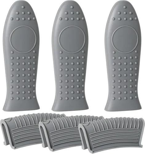 Miniatura 16 de Joyhalo Fundas para mango de sartén de hierro fundido, paquete de 6 fundas de silicona resistentes al calor, color negro