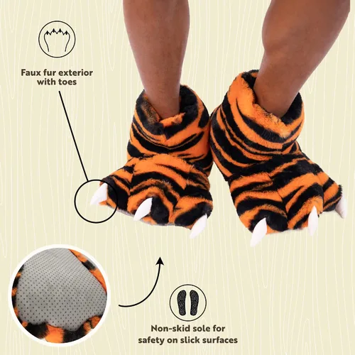 Miniatura 5 de Lazy One - Pantuflas con diseño de garra de animal para niños y adultos, disfraz divertido para niños, cálidas pantuflas peludas
