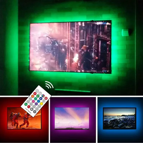Miniatura 6 de Kit de retroiluminación de TV USB para 70, 75, 80, 82 pulgadas, monitor de TV inteligente, HDTV, decoración de espacio de trabajo, cubierta de 4/4