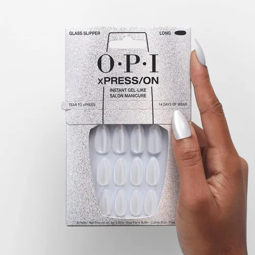 Miniatura 5 de OPI xPRESS/ON Press on Nails Short Round Classic, Long Almond & Coffin Shape Press-On Professional Nail Art Kit Zapatilla de cristal Velvet White