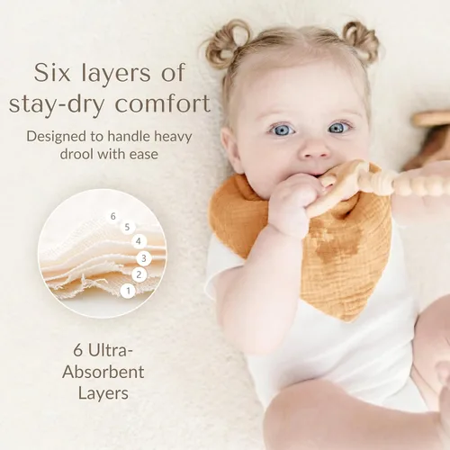 Miniatura 5 de Konssy Baberos de muselina para bebé, paquete de 10 baberos bandana para bebé, 100% algodón, unisex para niños y niñas Algodón de azúcar
