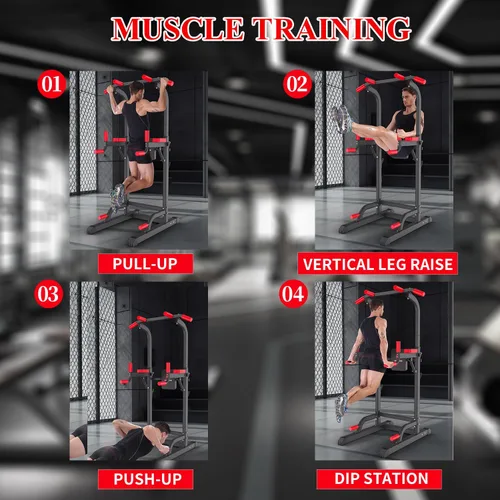 Miniatura 6 de K KiNGKANG Power Tower Dip Station, Multi-Function Assistive Trainer Pull Up for Home Gym Muscle Building and Beginner Exercises,Load 450LBS Negro