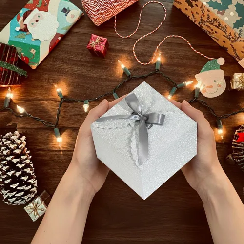 Miniatura 4 de WEWILUCK Cajas de regalo plateadas con purpurina, 10 cajas de regalo pequeñas con tapas a granel para bodas, fiestas, cumpleaños, día de San