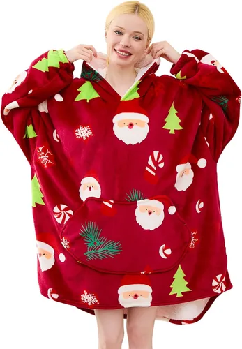 Miniatura 25 de Moinlizy - Sudadera con capucha tipo manta extragrande, portátil con capucha y bolsillo, de grueso sherpa, para mujeres y hombres adultos