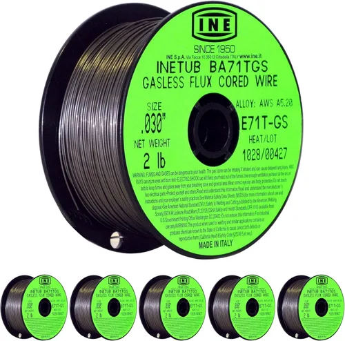 Miniatura 20 de Carrete de alambre de alma fundente sin gas BA71TGS de Inetub, de 0.030 pulgadas, 2 libras, para soldar acero al carbono