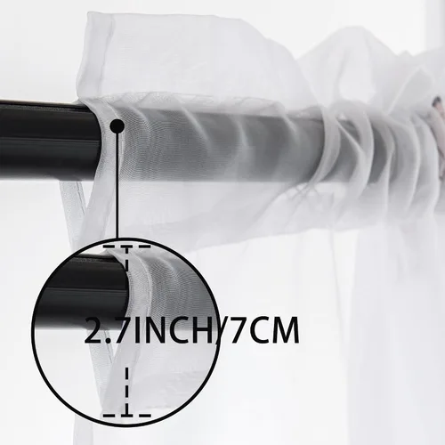 Miniatura 3 de youleyar Cortinas traslúcidas florales para sala de estar, 2 paneles de 54 pulgadas de largo, cortinas semitransparentes blancas con estampado