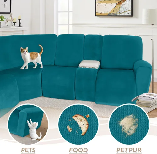 Miniatura 65 de Arfntevss Fundas de sofá seccional reclinable de terciopelo, Funda de sofá seccional de esquina para sofá reclinable, Funda elástica suave