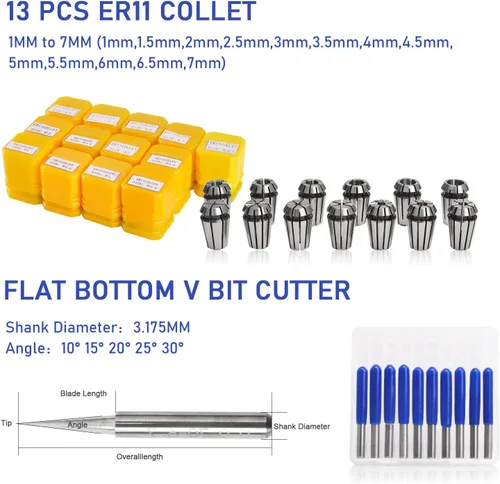 Miniatura 5 de Daedalus Kit de motor de husillo sin escobillas CNC, 600w, ER11, 48V DC, 9000RPM Kit ER11 de 600 W