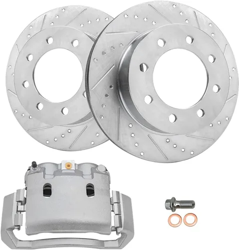Miniatura 27 de Detroit Axle - Rotores de freno delanteros perforados y ranurados + repuesto de pinza de freno lateral del conductor para Honda Odyssey Acura MDX