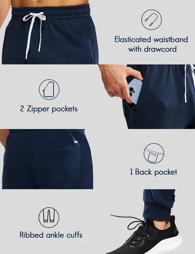 Miniatura 2 de MIER Men's Cotton Joggers Athletic Sweatpants for Gym Workout Active Lounge Jersey Track Pants with Pockets, Elastic Waist