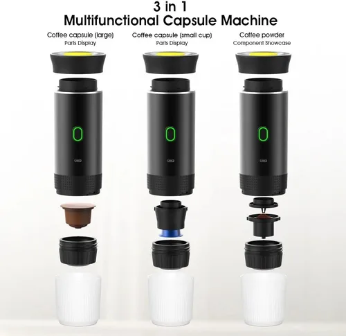 Miniatura 2 de Cafetera portátil de viaje, máquina de café a pilas, máquina de café espresso de una sola porción para campamento, automóvil, RV, senderismo