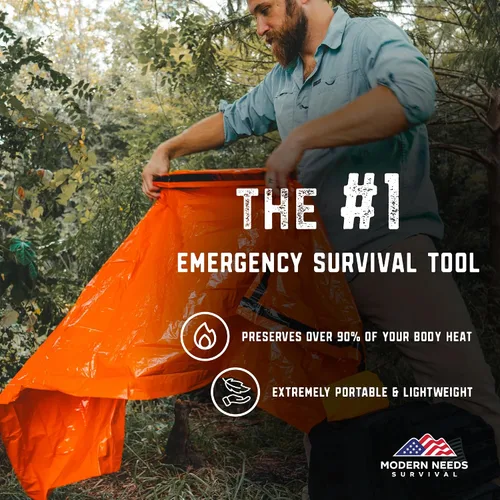 Miniatura 7 de MODERN NEEDS Emergency Sleeping Bag Survival – Thermal Blanket & Bivy Sack Emergency Bivy & Survival Blanket Outdoor Sleeping Bag & Hiking