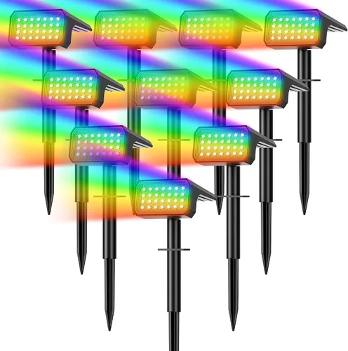 Miniatura 9 de Focos solares para exteriores, [4 unidades/118 LED] 4 modos de encendido y apagado automático, focos solares de paisaje, IP67 impermeables, luces