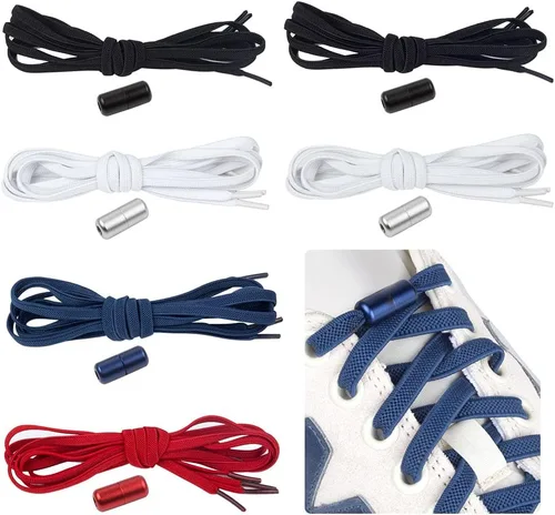 2-6 pares de cordones elásticos sin atar, cordones universales para zapatos para niños y adultos, cordones sin cordones con cierre de metal