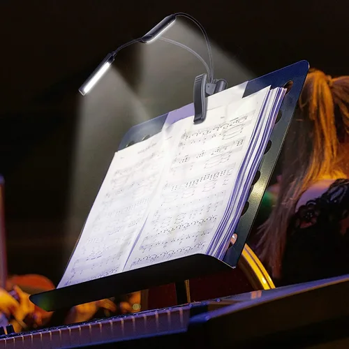 Miniatura 7 de CAHAYA Soporte de música con clip de luz de lectura alimentada por batería, luz de libro para ratones de biblioteca, guitarra, piano, teclado