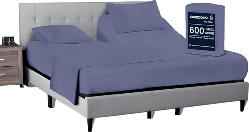 Miniatura 19 de SGI bedding Juego de sábanas King de 36 pulgadas, 100 % algodón egipcio, sábanas ajustables de 600 hilos, juego de sábanas ajustables de 4 piezas