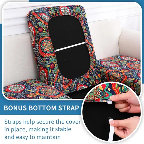 Miniatura 3 de hyha Fundas de cojín para sofá estampadas, fundas de sofá florales lavables para sofá de 2 cojines, fundas de cojín elásticas para exteriores