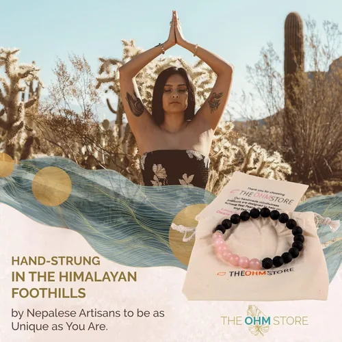 Miniatura 3 de Moon in Sun - Juego de cuenco cantante con piedra de lava y pulsera de cuarzo rosa Mala, hecho a mano en Nepal para curación de chakras, meditación