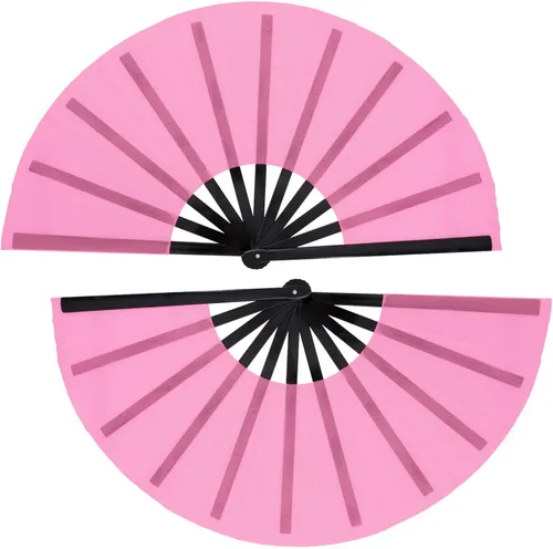 Miniatura 12 de Nydotd Paquete de 2 ventiladores plegables de mano para fanáticos rave, tela de nailon plegable para hombres y mujeres, línea de actuación, danza