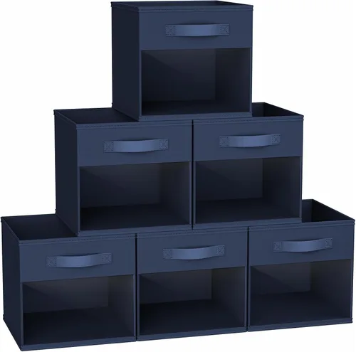 Miniatura 16 de DIMJ Cubo de almacenamiento, 6 paquetes de contenedores plegables con asas, contenedores de tela para organización, cubos organizadores