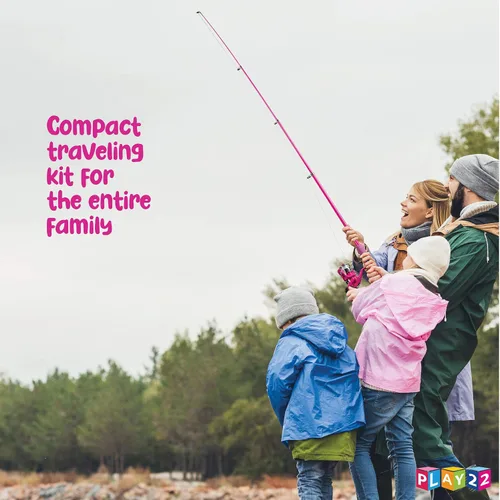 Miniatura 6 de Play22 Caña de pescar para niños, color rosa, 40 unidades, combos de caña de pescar y carrete, cañas de pesca para niños jóvenes, incluye aparejos