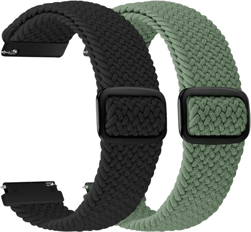 Miniatura 8 de 2 Pack 22mm Quick Release Braided Bands Compatible with Garmin Vivoactive 4 45mm, Forerunner 570 47mm/255/265, Adjustable Band for Amazfit Bip 6/5