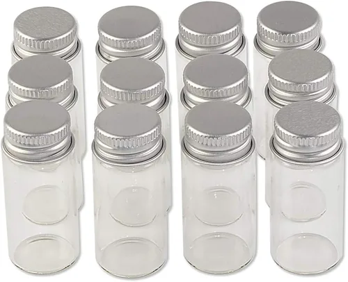Miniatura 12 de 100 unidades 0.5 fl oz botellas de vidrio con tapa de metal vacío pequeña botella de deseos frascos de vidrio (100, 0.5 fl oz)