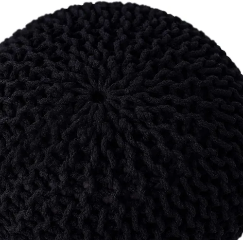 Miniatura 7 de FRELISH DECOR - Puf redondo otomano tejido a mano, 100% algodón, puf de punto, silla de suelo para sala de estar, reposapiés de dormitorio para sofá