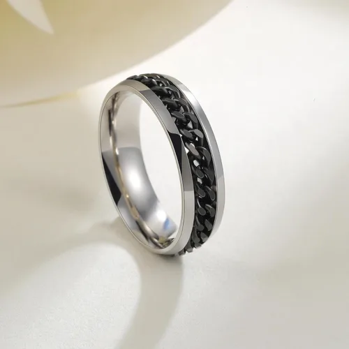 Miniatura 148 de Anillos giratorios para la ansiedad para hombre, anillos clásicos de cadena para mujeres y adultos, anillo de acero de titanio