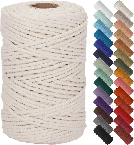Miniatura 128 de NOANTA - Cuerda de macramé color beige natural, 1/8 pulgadas (3 mm) x 109 yardas (100 metros), cuerda de algodón colorido para colgar en la pared