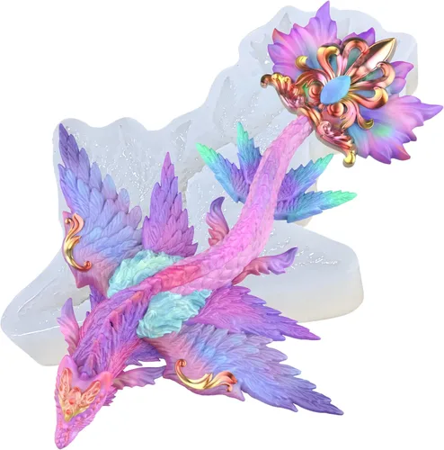 Magical Sky Dragon - Molde de silicona de resina epoxi 3D para manualidades de azúcar de fondant, decoración de pasteles, arcilla polimérica, yeso