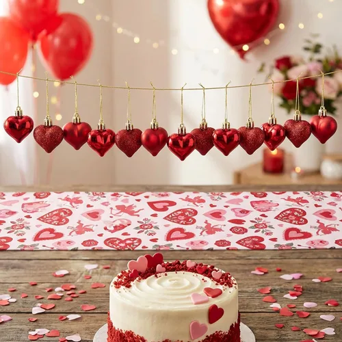 Miniatura 7 de 60 adornos de corazón para el día de San Valentín, Día de la Madre, adornos colgantes con forma de corazón para San Valentín, árbol, boda, Rojo
