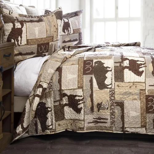 Miniatura 15 de CARSTENS, INC. Western Aztec Country - Juego de ropa de cama de microfibra de 3 piezas, juego de edredón de microfibra de 3 piezas, Wrangler Western