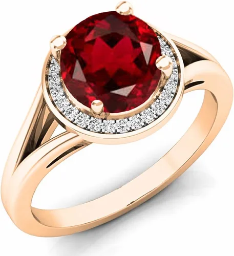 Miniatura 213 de Dazzlingrock Collection Anillo de compromiso redondo de 0.276 in con halo de diamante blanco y vástago dividido para ella en oro macizo de 14