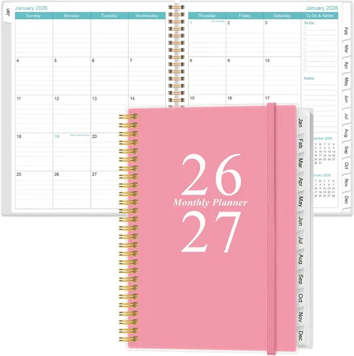 Miniatura 34 de Agenda mensual 2026-2027 – Agenda mensual de enero de 2026 a junio de 2027, dos páginas por mes, 18 calendarios/agendas mensuales con pestañas