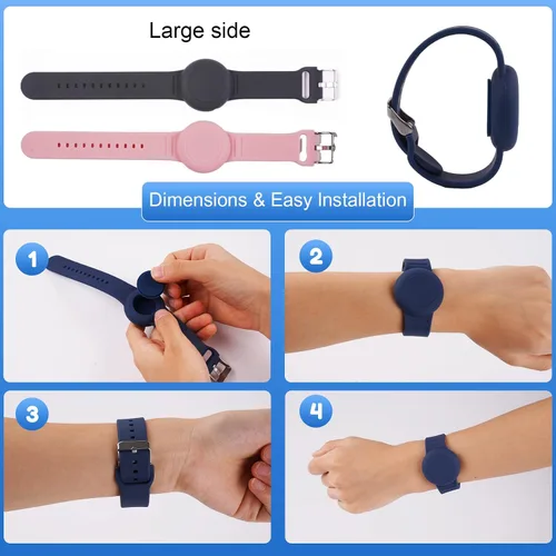 Miniatura 5 de Pulsera de AirTag impermeable para niños (paquete de 2), soporte de silicona suave y ligero para niños ocultos, pulsera Airtag para niños, funda