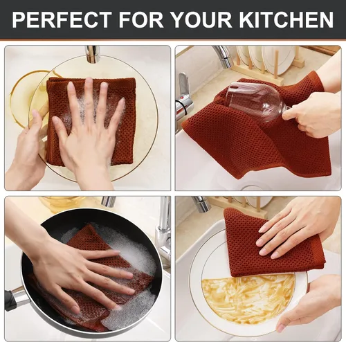 Miniatura 270 de Kitinjoy - Paños de cocina de 100 % algodón, tela de tejido gofrado, paño de limpieza ultrasuave, absorbente y de secado rápido. Beige