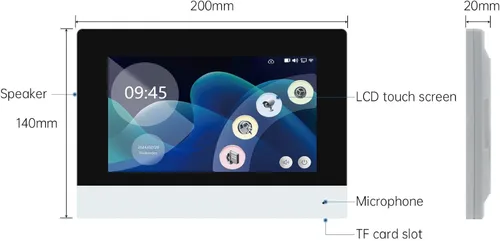 Miniatura 4 de Sistema de intercomunicación de timbre de video inteligente con bloqueo magnético de 600 libras, monitor Wi-Fi con pantalla táctil de 7 pulgadas