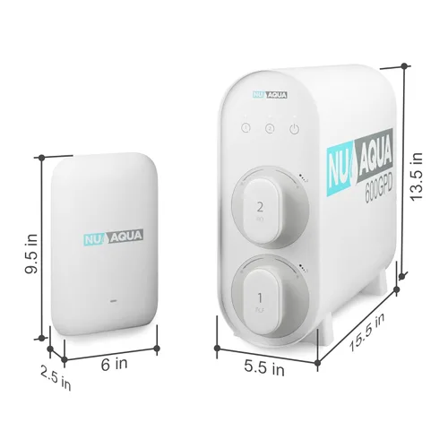 Miniatura 9 de NU Aqua Sistema de ósmosis inversa sin tanque - Sistema de filtro de agua de ósmosis inversa UV de 4 etapas debajo del fregadero - 2:1 - Grifo