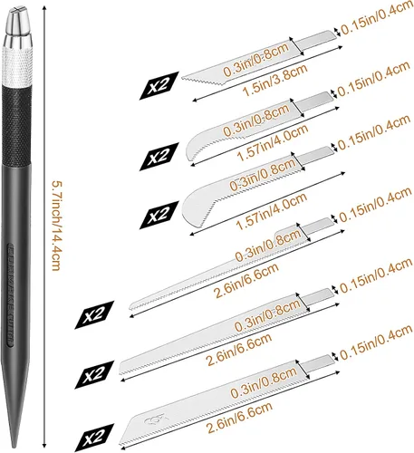 Miniatura 2 de Mini Sierra de Mano Modelo Craft Blade Herramientas Juego de 2 Asas con 12 Cuchillas Artesanales Modelo Herramienta Hobby para Cortar Piezas
