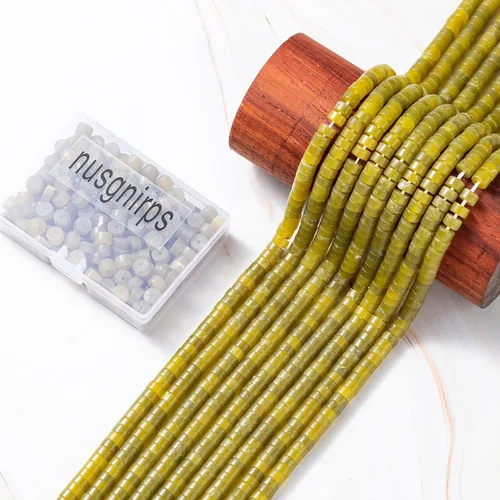 Miniatura 7 de Cuentas espaciadoras de jade de piedra de Taiwán natural 6x3mm 38cm/str Redondas planas sueltas semipreciosas para hacer pulseras y collares Jade