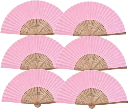 Miniatura 9 de Ventilador de mano de papel plegable de bambú, regalo de boda, fiesta, hogar, oficina, bricolaje, decoración, gris