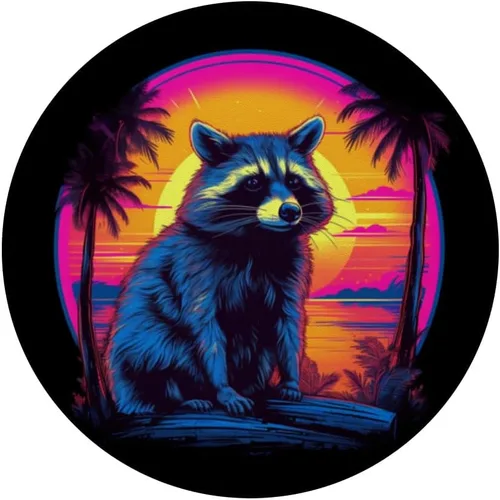 Miniatura 3 de Vintage Retrowave Synthwave 80s Vaporwave mapache PopSockets estándar PopGrip