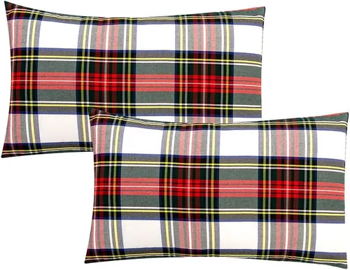 Miniatura 8 de Paquete de 2 fundas de almohada de cuadros rojos para decoración navideña, fundas de almohada a cuadros de búfalo, fundas de almohada de tartán