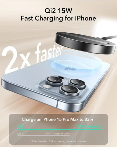 Miniatura 2 de ESR HaloLock - Cargador Magsafe con soporte, carga de iPhone de 15 W, cargador inalámbrico para iPhone serie 17-12, AirPods Pro, Galaxy S26/S25