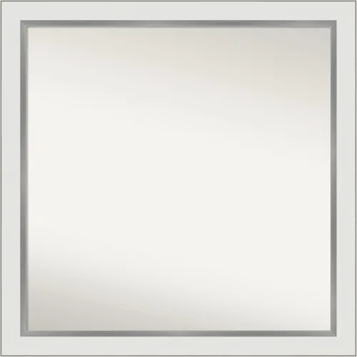 Miniatura 125 de Amanti Art Espejo de baño blanco para sobre el fregadero, 30 x 35 pulgadas, espejo de tocador rectangular estrecho de Eva de oro blanco, marco