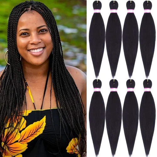 Miniatura 38 de Extensiones de cabello para trenzar preestiradas, color negro, 12 pulgadas, 8 paquetes de cabello natural para trenzar, fácil trenza, ajuste de agua