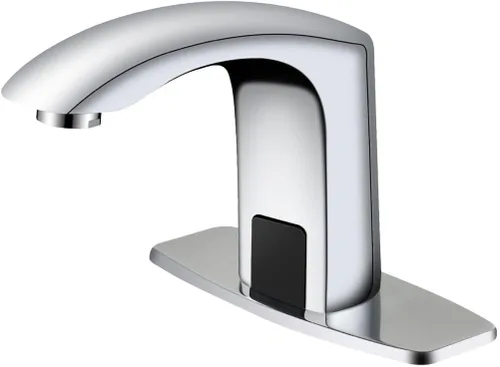Miniatura 11 de Grifo de baño sin contacto con sensor de movimiento automático con placa de cubierta de orificio y mezclador de temperatura, lavabo manos libres
