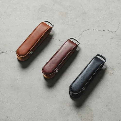 Miniatura 6 de Jibbon Organizador de llaves de cuero italiano de alta calidad, elegante llavero con acero inoxidable 316 de grado marino, llavero compacto EDC
